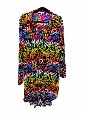 paper tee Neon Graffiti Print Tunic - Black Multi